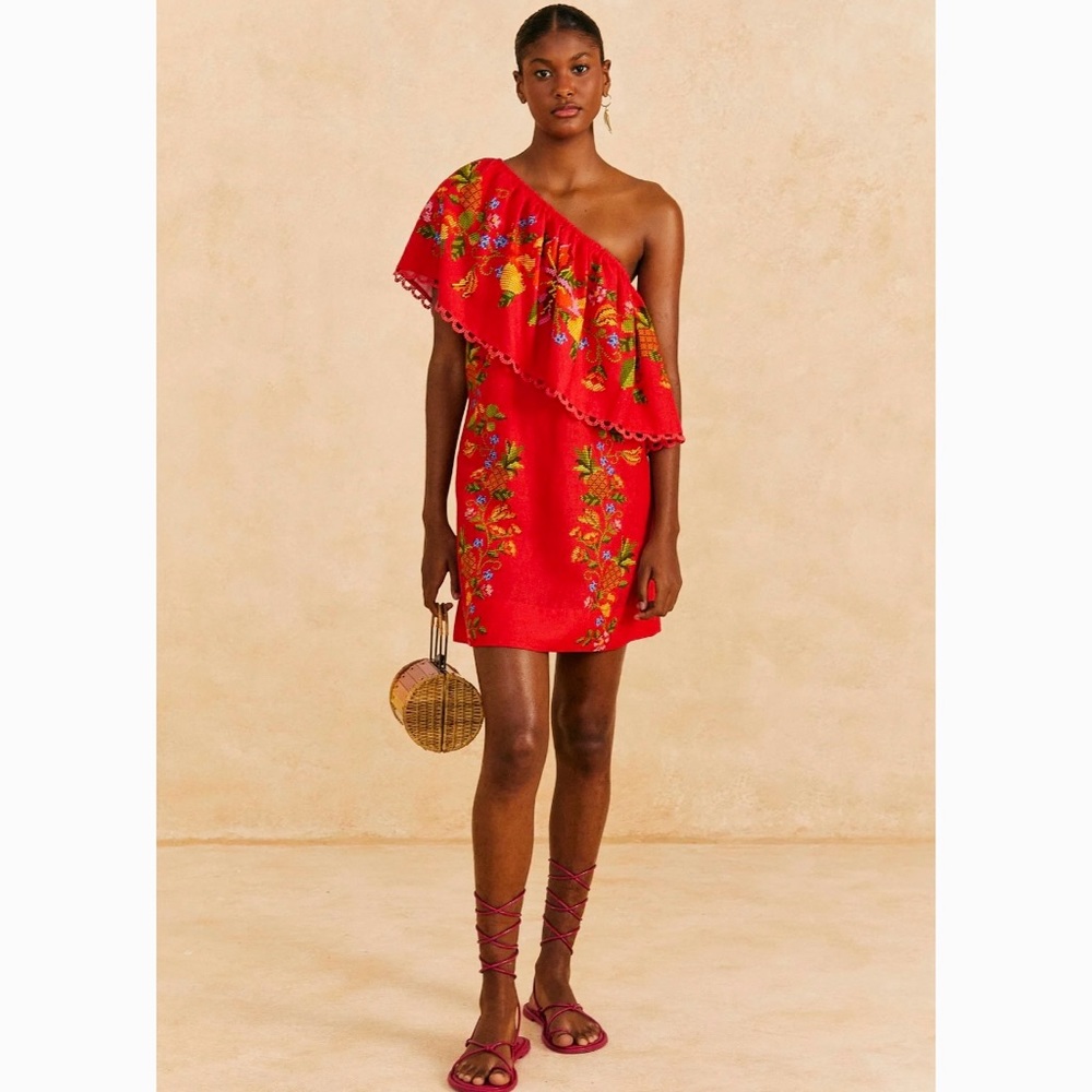 NWT Farm Rio Tropical Romance Red Mini Dress Size S - Picture 1 of 11